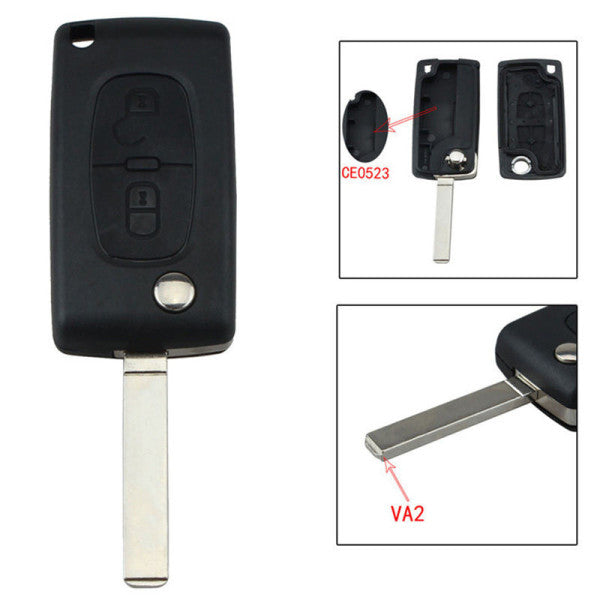 COVER CHIAVE SCATTO PEUGEOT 2 PULSANTI - Ricambio compatibile per telecomando senza elettronica