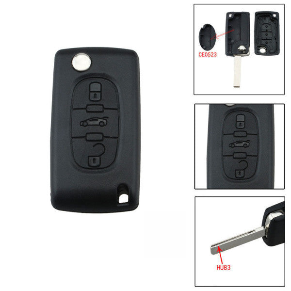 COVER CHIAVE SCATTO PEUGEOT 3 PULSANTI - Ricambio compatibile per telecomando senza elettronica