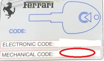 TAGLIO CHIAVE FERRARI DA CODICE - Servizio di duplicazione e taglio chiavi di sicurezza online