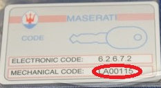 TAGLIO CHIAVE MASERATI DA CODICE - Servizio di duplicazione e taglio chiavi di sicurezza online