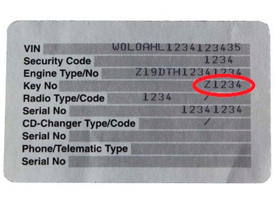TAGLIO CHIAVE OPEL DA CODICE - Servizio di duplicazione e taglio chiavi di sicurezza online